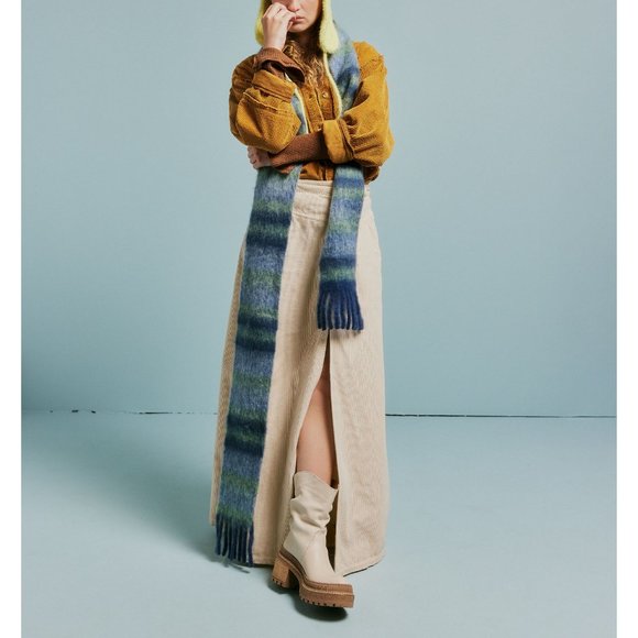 🎉LAST CHANCE🎉 FREE PEOPLE Sweet Valley Stripe Skinny Scarf / Moss - Picture 3 of 7
